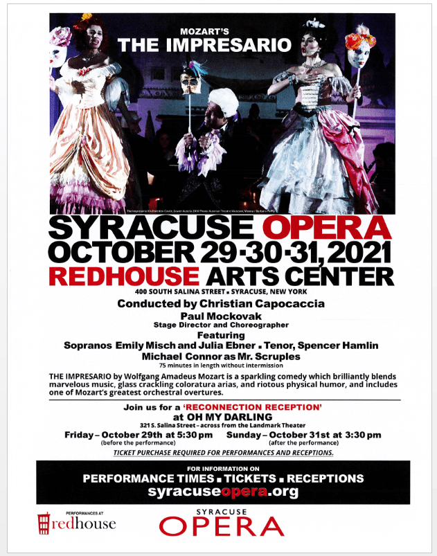 Syracuse Opera performance poster of Mozart's The Impresario